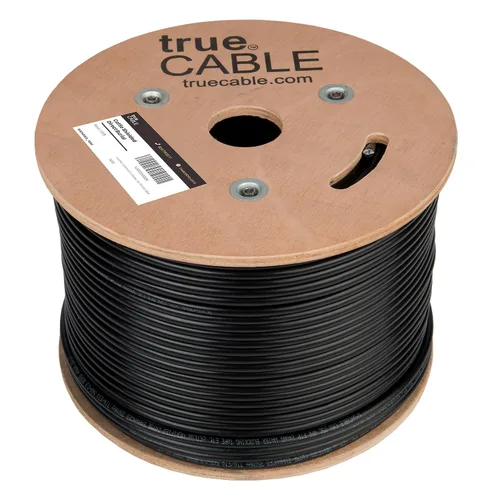 Vista 2 de TRUE CABLE Cat5e Cable Ethernet a granel de entierro directo, blindado F/UTP, 500 pies, negro, impermeable, chaqueta OSP para exteriores, cobre