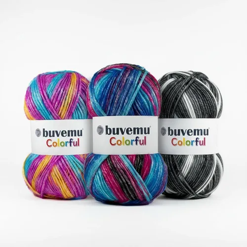 Vista 4 de Colorido hilo multicolor a rayas con sutil brillo, 56% poliéster, 44% acrílico, cada uno de 3.53 onzas / 252 yardas (754.6 ft) (n.º 1) (cebra)
