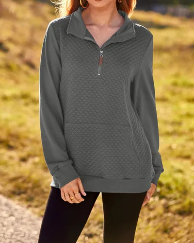 Vista 6 de BTFBM Sudadera moderna para mujer con patrón acolchado, ligera, con cremallera, de manga larga, sencilla e informal