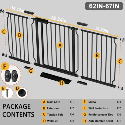 Vista 26 de Fairy Baby Puerta de seguridad para bebés Extensión de 12 cm para puerta de seguridad para bebés con cierre automático Puerta de seguridad