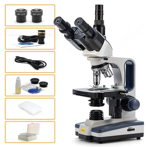 Vista 4 de Swift SW350T Microscopio Compuesto Trinocular, Magnificación 40X-2500X, Etapa Mecánica de Dos Capas, con Cámara de 5.0 mp y Software Compatible