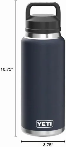 Vista 9 de YETI Rambler - Botella de 36 onzas, aislada al vacío, a prueba de fugas, de acero inoxidable con tapón para sorbos Azul marino