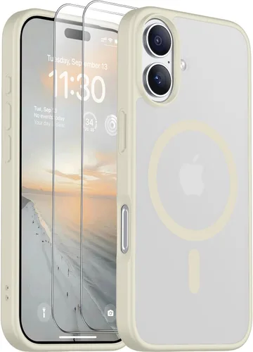 Vista 296 de SPIDERCASE Funda magnética translúcida diseñada para iPhone 11, con 2 protectores de pantalla de vidrio templado, antihuellas, para iPhone 11 de 6.1