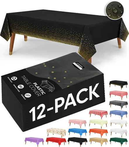 Vista 39 de Utopia Kitchen Mantel de plástico desechable (paquete de 6 unidades, 54 x 108 pulgadas), mantel rectangular negro, impermeable, resistente a