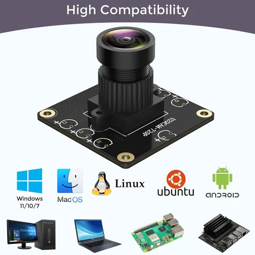 Vista 4 de Cámara 720P USB 2.0 UVC con DFOV de 120° para Raspberry Pi, Jetson Nano, Hardware Integrado - Compatible con Windows, Linux, Mac OS, Android