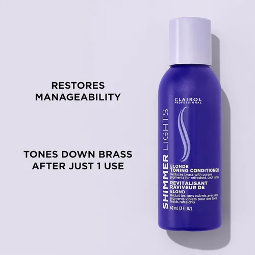 Vista 4 de Clairol Professional Shimmer Lights Purple Conditioner Neutralizes Brass & Yellow Tones For Blonde, Silver, Gray & Highlighted Hair