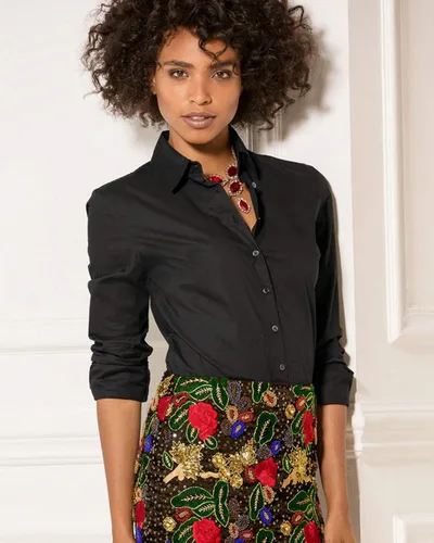 Vista 4 de Gemolly Camisas básicas con botones para mujer manga larga talla grande simple elástica formal casual blusa