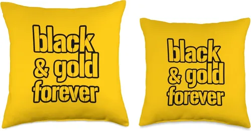 Vista 3 de Black and Gold Burgh Merch by Old Tortuga Black & Gold Forever Throw Pillow, 16x16, Multicolor
