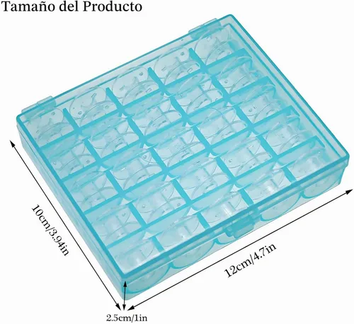 Vista 2 de 25 bobinas con caja azul cielo, bobinas de plástico Sa156, bobinas de coser para accesorios de máquina de coser cantante Estilo 3