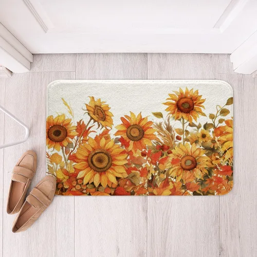 Vista 8 de Erosebridal Thanksgiving Turkey Bathroom Rugs - Fall Leaves Pumpkin Bath Mat for Kids Adults, Vintage Autumn Harvest Door Mat 16 x 24 Inch Rustic