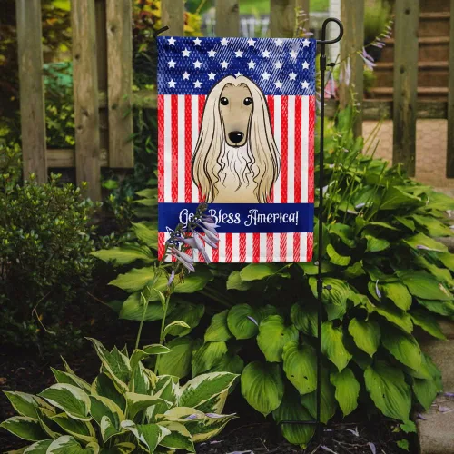 Vista 2 de Caroline's Treasures BB2174GF Bandera de Estados Unidos y Sabueso Afgano Bandera de Jardín Bandera de Buzón Bandera Decorativa para Patio Exterior