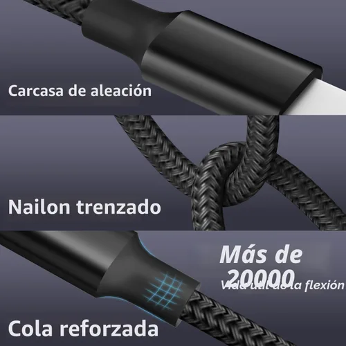 Vista 6 de Cable de carga USB C a 4 en 1 con doble puerto tipo C de 5 pies, cable de carga múltiple para múltiples dispositivos, cables USB con puerto