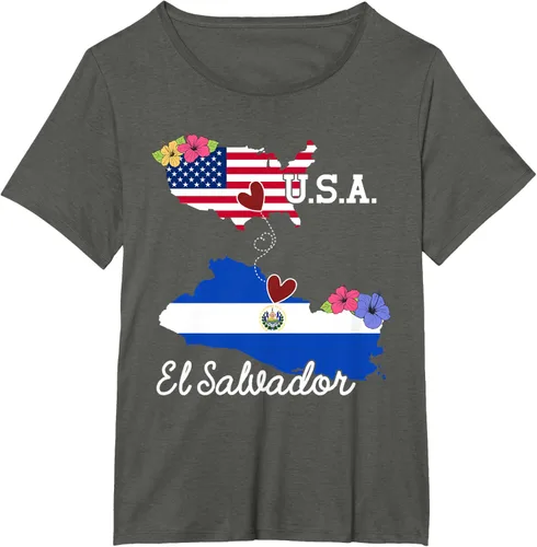 Vista 12 de Camiseta con la bandera salvadoreña de El Salvador de Estados Unidos para mujeres y hombres