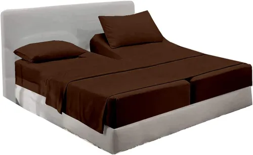 Vista 30 de Juego de sábanas divididas tamaño Queen para cama ajustable, juego de sábanas divididas de 5 piezas para cama Queen dividida de 600 hilos, 100%