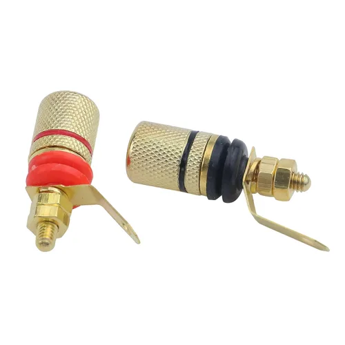Vista 5 de Antrader 12 unids oro plateado altavoz terminal enlace poste 0.157 in Banana Plug Socket Connector (6 negro+6 rojo)
