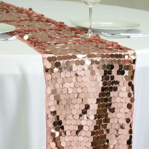 Vista 7 de Efavormart - Camino de mesa de restaurante de lentejuelas plateadas de alta calidad para bodas, banquetes de cumpleaños, decoración, ajuste Plata
