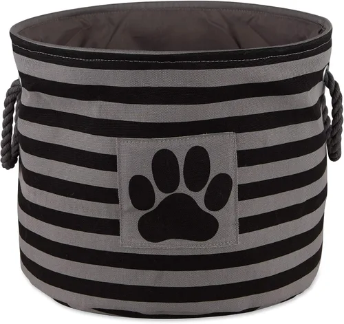 Vista 19 de Bone Dry - Cesta de almacenamiento para mascotas, diseño de parche de pata rayado, aguamarina, rectángulo pequeño