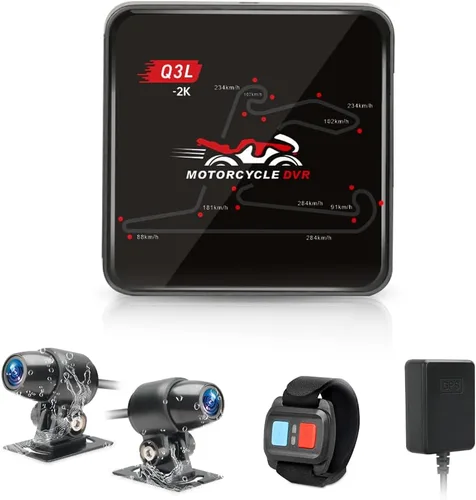 Vista 11 de VSYSTO Cámara WiFi para salpicadero de motocicleta, 2 canales, lente gran angular de 130°, visión nocturna frontal y trasera HD 1080P, sistema DVR