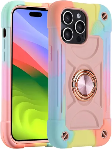 Vista 107 de MARKILL Funda compatible con iPhone 14 Pro de 6.1 pulgadas con soporte de anillo integrado, protección contra caídas de grado militar, carcasa Palta