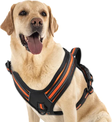 Vista 7 de Arnés para perro sin tirones, sin estrangulamiento, arnés para mascotas, ajustable, suave, acolchado, con asa de fácil control y tiras reflectantes