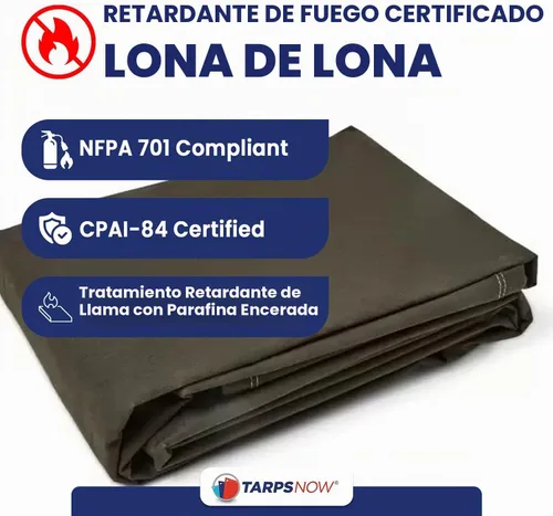 Vista 2 de Tarps Now - Lona ignífuga de 5 x 7 pies con ojales de latón, lona resistente de grado industrial de 27 mil para campamento, construcción
