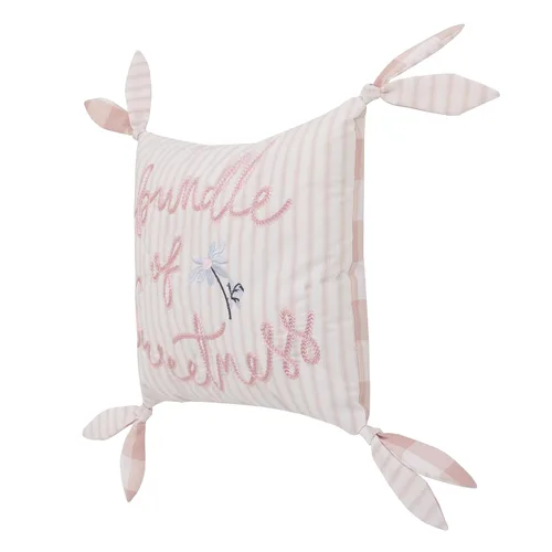 Vista 2 de NoJo Farmhouse Chic Almohada decorativa rosa y blanca, bebé