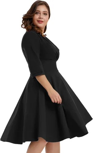 Vista 3 de Hanna Nikole Vestido vintage de los años 1950 con mangas para mujer