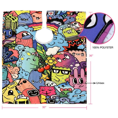 Vista 5 de Betty Dain Little Friends - Capa de corte de pelo para niños, 30 pulgadas de ancho x 36 pulgadas de largo, perfecta para niños y niñas, 100%