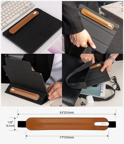 Vista 2 de Goospery Soporte para lápices compatible con Apple Pencil (1ª y 2ª generación), funda para lápiz capacitivo, accesorios de piel sintética, banda