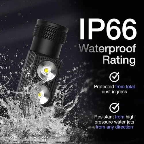 Vista 5 de PRO Roja y Blanca Linterna Recargable para la Cabeza. 1000 lúmenes, Batería de 3500 mAh Aprobada por UL, Luces de Cabeza Ultrabrillantes