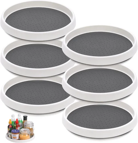 Vista 11 de Lazy Susan - Juego de 4 tocadiscos, organizador antideslizante de 10 pulgadas para gabinete, organización de despensa, almacenamiento de cocina