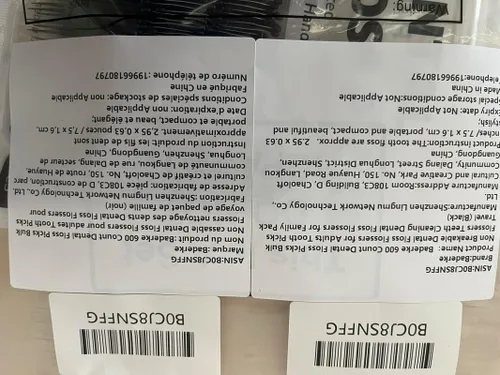 Vista 3 de Baderke 600 púas de hilo dental a granel para adultos, palillos de dientes no rompibles, hilo dental, limpieza dental para viajes familiares (negro)