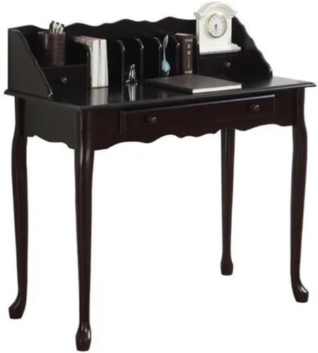 Vista 4 de Monarch specialties , Escritorio tradicional, madera maciza, cereza oscura, 36 pulgadas de largo