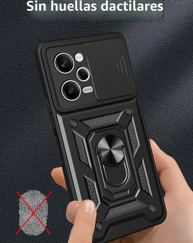 Vista 8 de CCSmall Funda para Xiaomi Redmi Note 12 Pro+ con cubierta deslizante para Funda resistente para teléfono con protección contra caídas de grado Negro