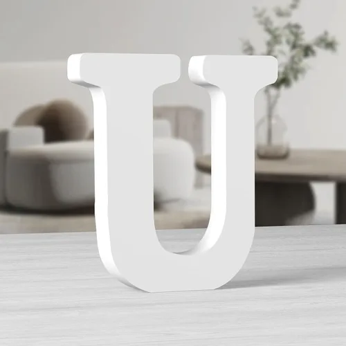 Vista 19 de AOCEAN Letras de madera grandes blancas de 10 pulgadas, letras de madera sin terminar para decoración de pared, letras decorativas de pie