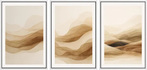 Vista 118 de SIGNWIN Lienzo enmarcado para pared, juego de arte de acuarela pastel, paisaje marrón, naturaleza, naturaleza salvaje, ilustraciones modernas, arte
