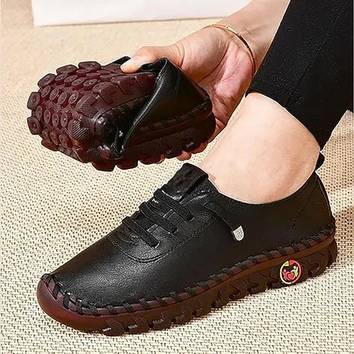 Vista 3 de Ortho Stride Plus Zapatos para mujer, zapatos ortopédicos suaves, zapatos planos antideslizantes de cabeza redonda, zapatos planos de cuero suave