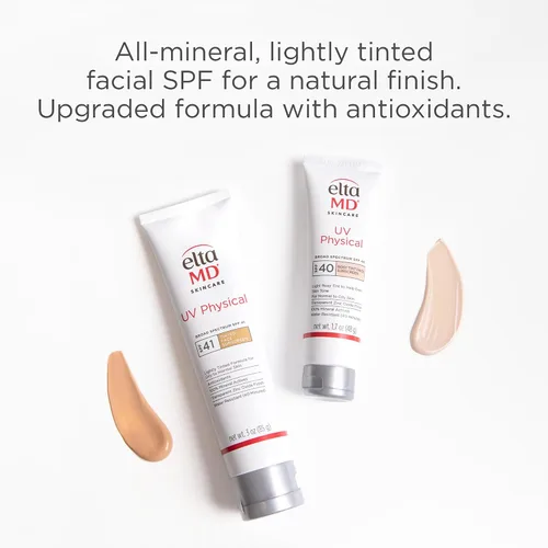 Vista 3 de EltaMD UV Physical Tinted 100% Mineral Face Sunscreen, SPF 40 and 41 Formulated with Antioxidants, 100% Mineral Actives, Transparent Zinc Oxide