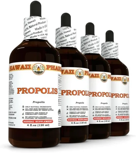 Vista 3 de HawaiiPharm Extracto líquido de propóleos, tintura de suplemento de propóleo crudo, suplemento herbario, fabricado en EE. UU., 4x4 onzas líquidas