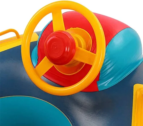 Vista 3 de Baby Swimming Pool Float, Cute Car Design Kids Toddler Inflatable Summer Beach Floatie Boat Swim Tube Ring with Handles Safety Seat Pool Lake Air