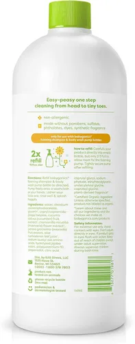 Vista 2 de Babyganics Recambio de champú y gel de baño, manzanilla verbena, 32 onzas líquidas