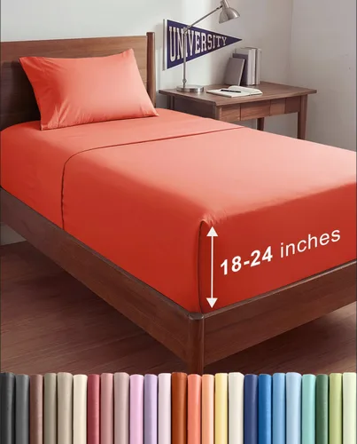 Vista 95 de Sábanas individuales de bolsillo extra profundo, sábanas transpirables y refrescantes de 3 piezas, juego de sábanas de lujo para hotel, suaves, sin