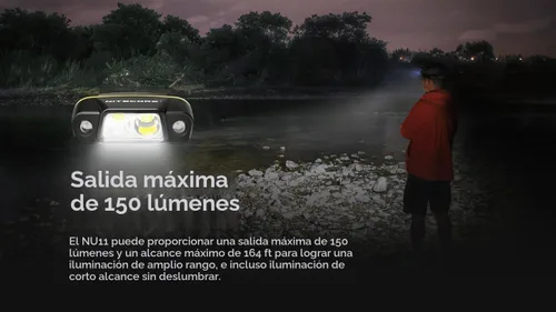 Vista 4 de Nitecore NU11 - Luz y faro frontal con clip, 150 lúmenes de brillo, USB-C recargable, 90 grados ajustable para pesca, campamento y trabajo
