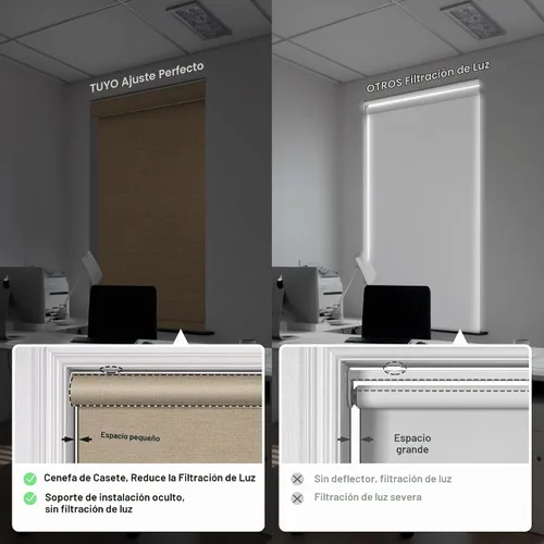 Vista 4 de Boolegon Persianas Enrollables Opacas para Ventanas, Sin Cordón, Tela de Lino, Persianas Enrollables, Tela con Aislamiento Térmico Protección UV