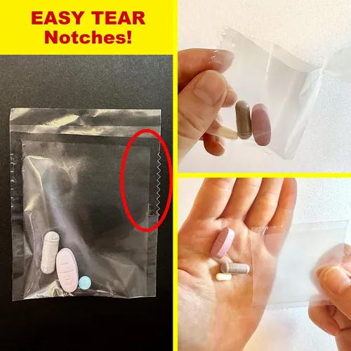 Vista 5 de Mansung S Bolsa de píldoras de sellado térmico, paquete sellado para bandeja de embudo de medicina, carga AM PM organizador, kit dispensador