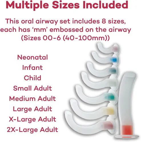 Vista 5 de Dealmed Guedel Airway Kit – Kit desechable para vías respiratorias orales, 8 piezas, ideal para kit de suministros de EMT, kit de primeros auxilios