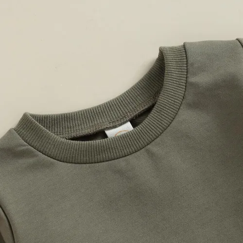 Vista 3 de Conjunto de sudadera de manga larga con cuello redondo y pantalones deportivos para bebés, ropa de invierno para bebé