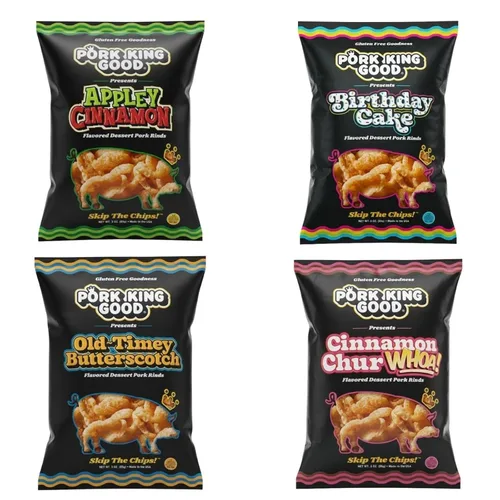 Vista 9 de Pork King Good Appley Cinnamon - Cortezas de cerdo con sabor a postre de 3 onzas (paquete de 4) dulces y salados, aperitivos sin gluten
