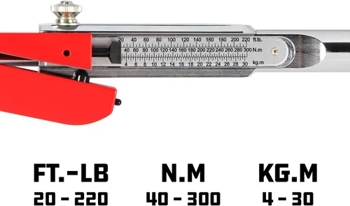 Vista 3 de Powerbuilt Llave dinamométrica de transmisión de 1/2 pulgada con viga deflectora, rango de torque exacto de 20 a 220 libras-pie, medición precisa