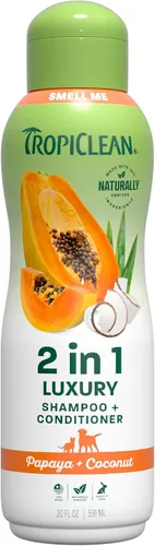 Vista 13 de TropiClean Champú y acondicionador 2 en 1 para perros, aroma a papaya de larga duración, desenredante hidratante para perros, seguro para cachorros